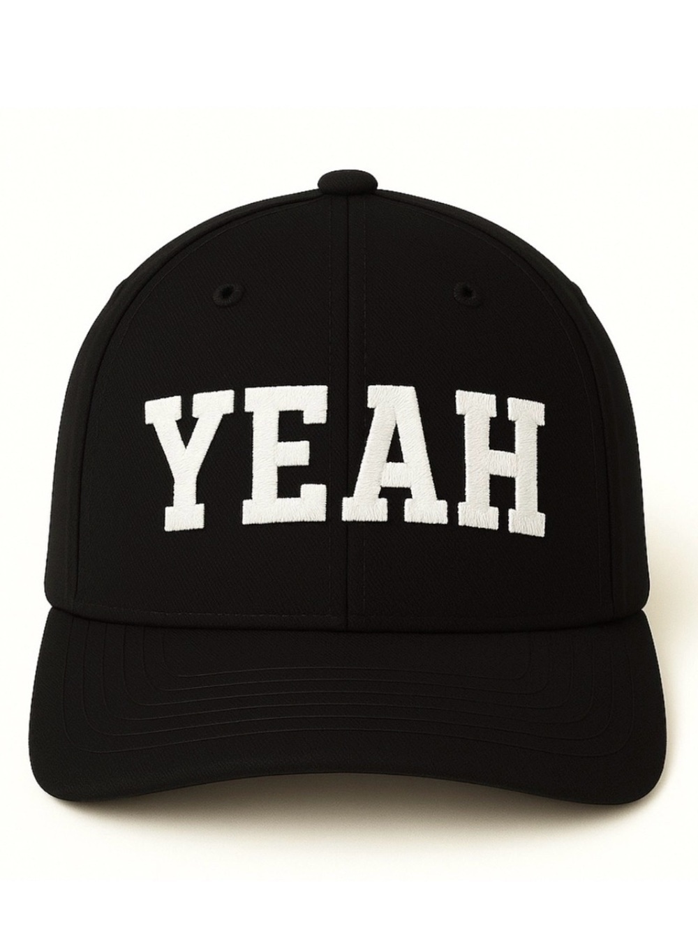 YEAH Black Baseball Hat – White Embroidered Minimalist Streetwear Aesthetic Cap